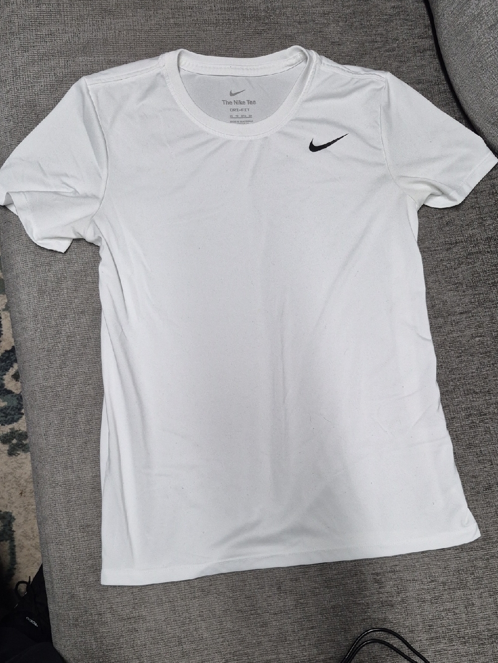 Nike White Short Sleeve Performance Tee with Black Swoosh